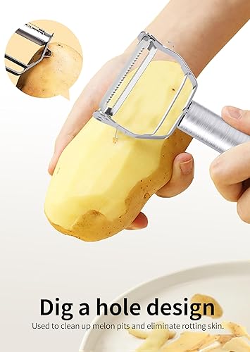 Miniatura 5 de GloTika Juego de pelador de maíz para verduras, cortador de acero inoxidable para zanahoria, papa, verduras, trilladora de maíz