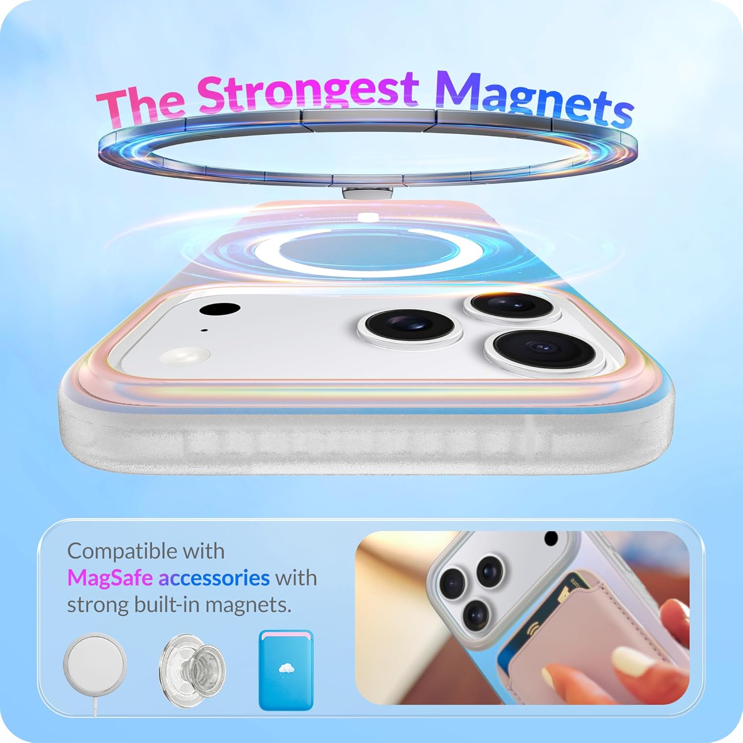 LONLI Hue for iPhone 17 Pro Case – Dynamic PrismGlow Color-Shift Iridescent Phone Cover, Slim Shock-Absorbing, Compatible with MagSafe & Magnetic Wireless Charging - Image 6