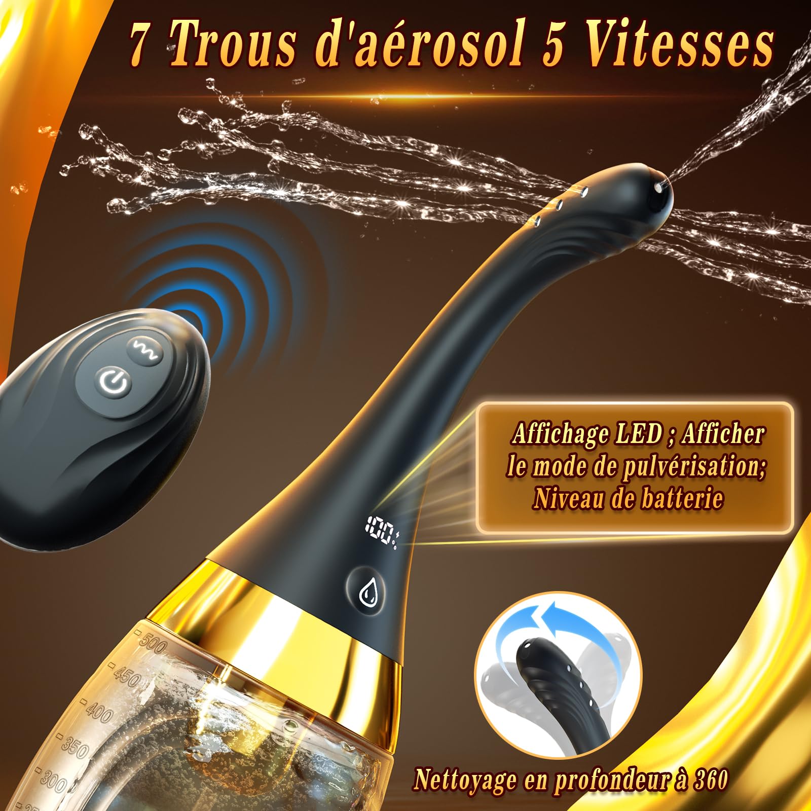 Poire de Lavement Intime Anus Douche Homme - Femme Poire Lavement Oreilles avec 5 Vitesses & Écran LED, Douches Anal Vaginale Rectale Bidet Portable, Lavements pour Soulager la Constipation Côlon
