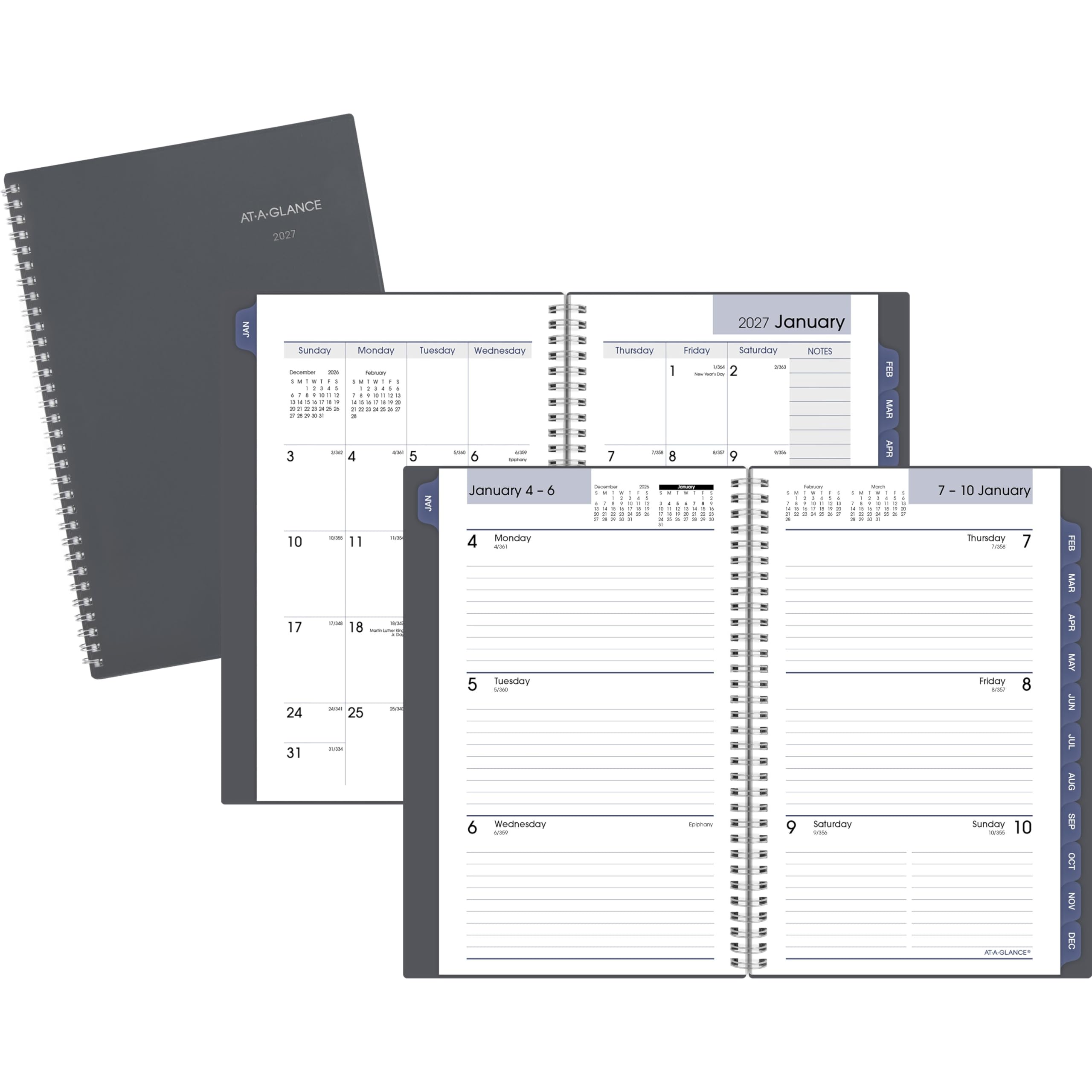 AT-A-GLANCE DayMinder GC2000727 Planer für 2027, Wochen- und Monatsplaner, 12,7 x 20,3 cm, Grau