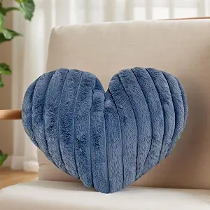 16 Inch Blue Heart Pillow - Soft Decorative Throw Pillow