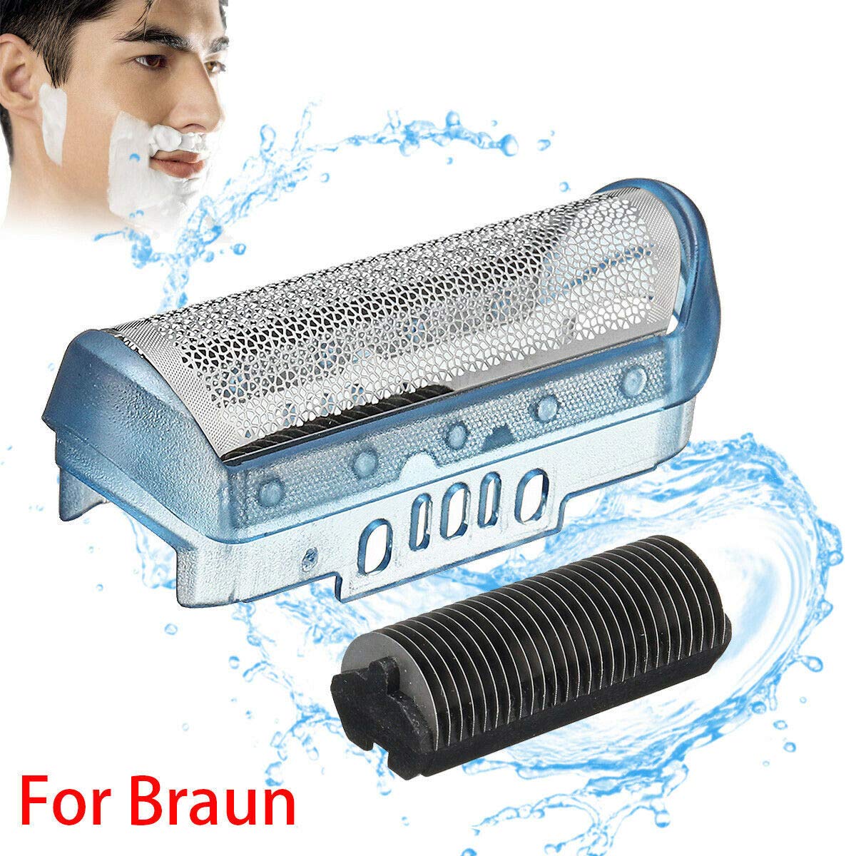 Kit De 2 Blocs De Lames + Grille Avec Cadre Pour Tondeuse Braun CruZer 1, 2, 3 - Neuf