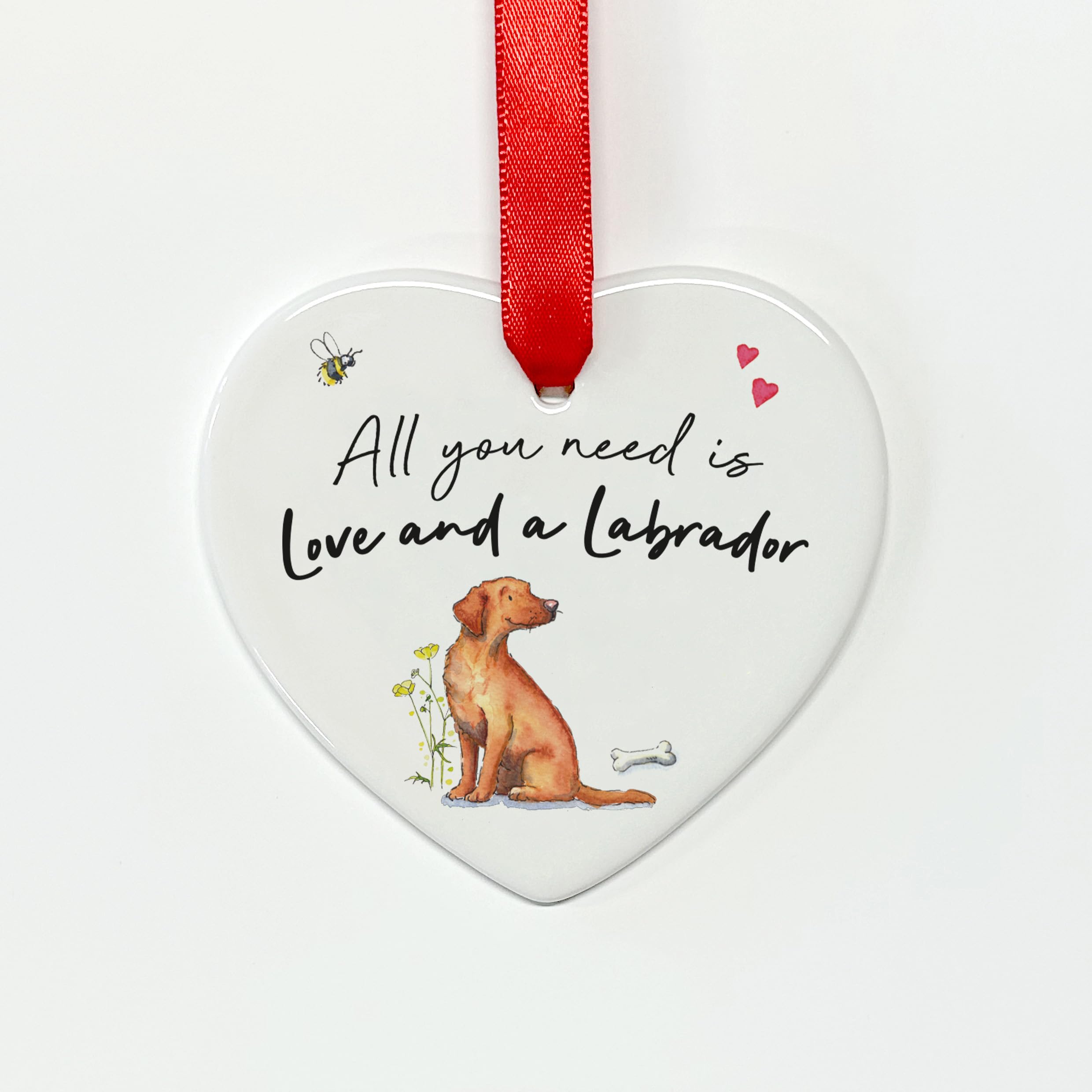 Image Industry Love and a Labrador Fox Red Ceramic Heart - Gift for Dog Lovers and Memorials