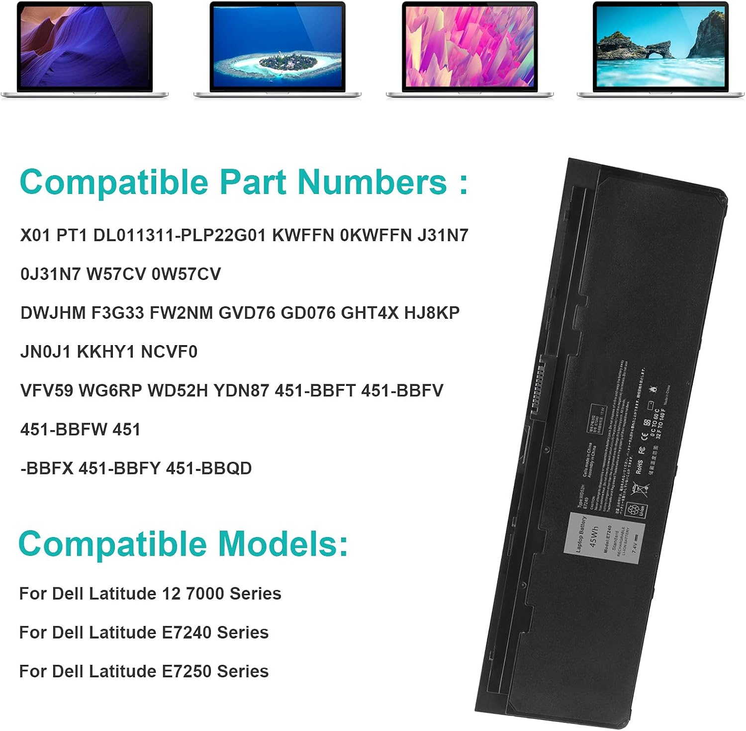 TREE.NB New Battery for Dell Latitude Notebook Ultrabook E7240 E7250,Replace Batter Type 0J31N7 0W57CV KWFFN DWJHM FW2NM GVD76 GHT4X JN0J1 KKHY1