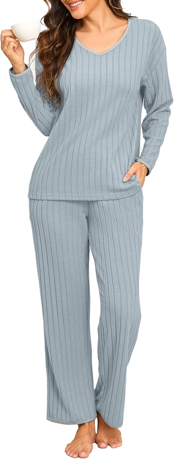 PrinStory Womens Pajamas Set Fall and Winter Ladies Pjs Long Sleeve 2 Piece Pajama Lounge Sets - Image 2