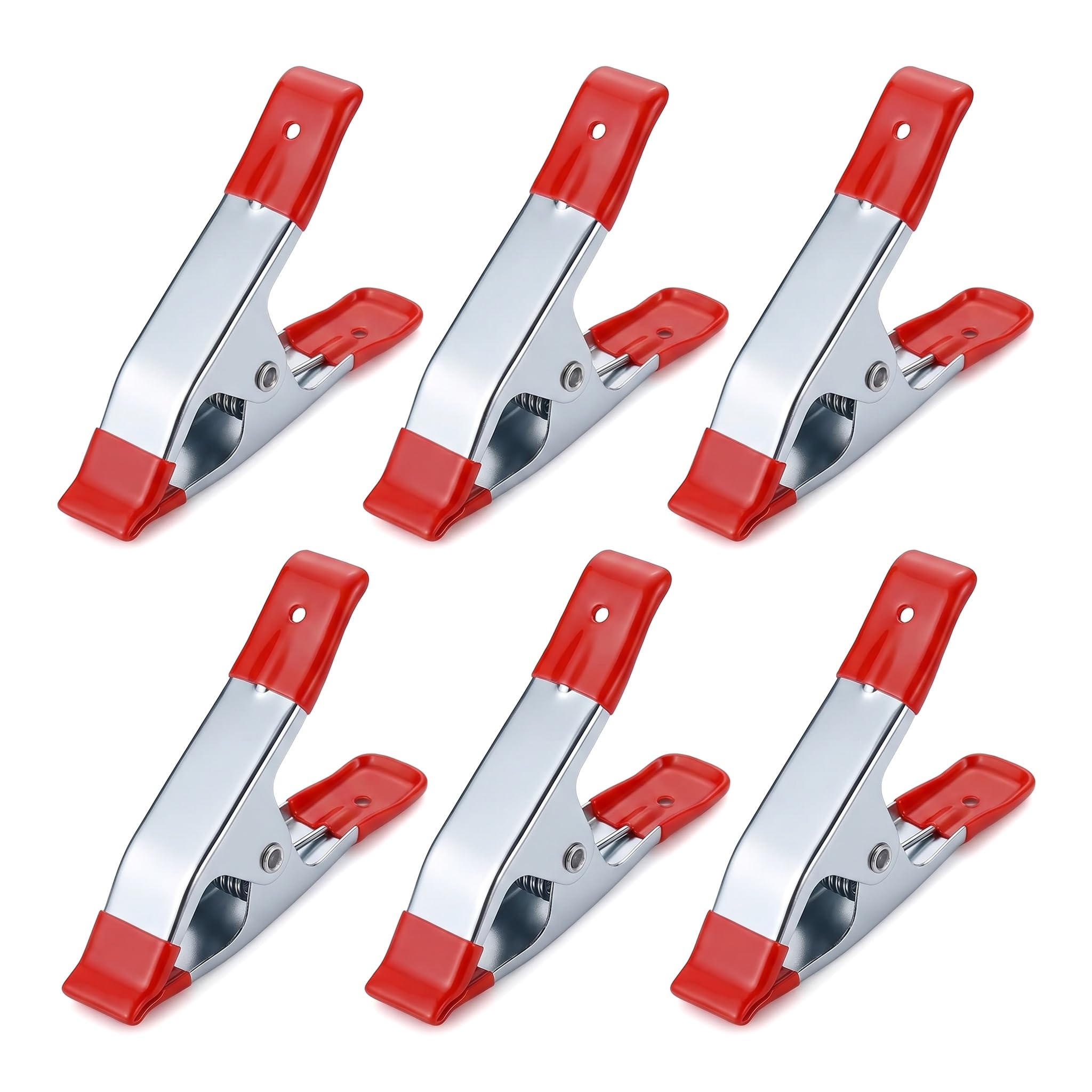 6 Pcs Heavy Duty Metal Spring Clamps for Woodwork 6 Inch, Large Market Stall Clips with Rubber Coated Tipped Grip for Camping Tarpaulin Woodworking Crafts