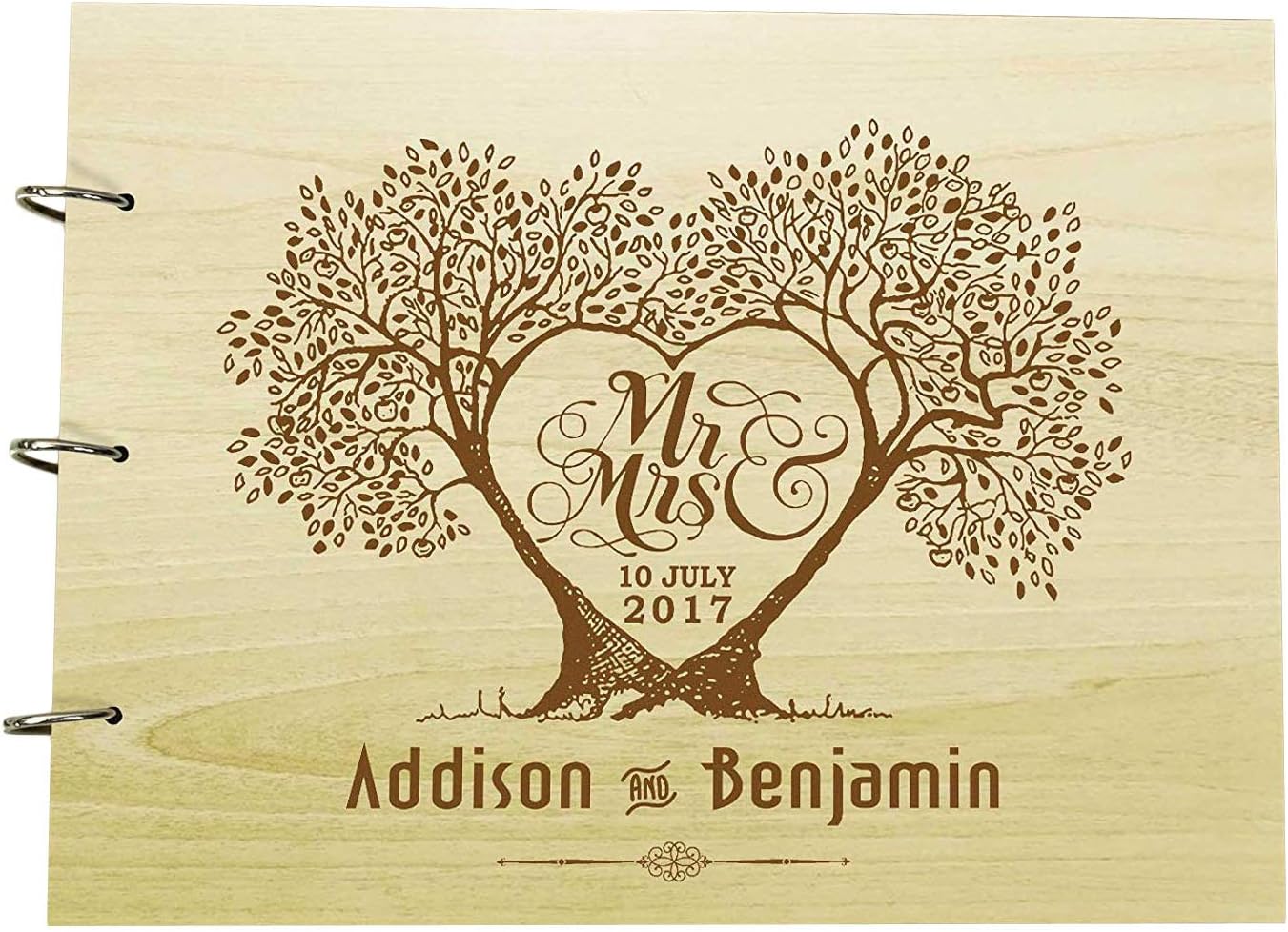 Darling Souvenir Personalized Wood Engraved Bride and Groom Tree Guest Book Rustic Wedding Photo Album Scrapbook