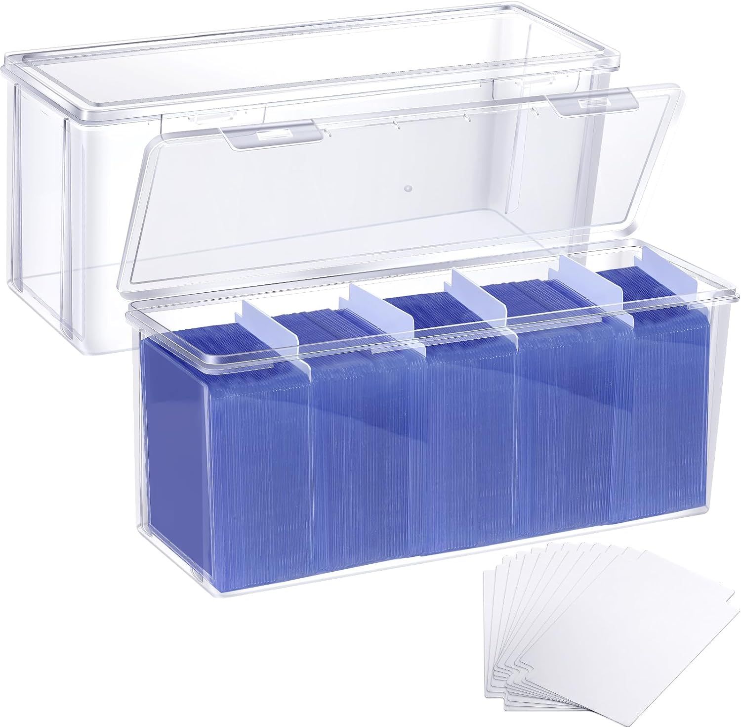 2 Pack Toploader Storage Box with Dividers, Trading Card Storage Box Top Loaders Holder and Sports Card Storage Large for 180 Toploaders 750 Cards (2)