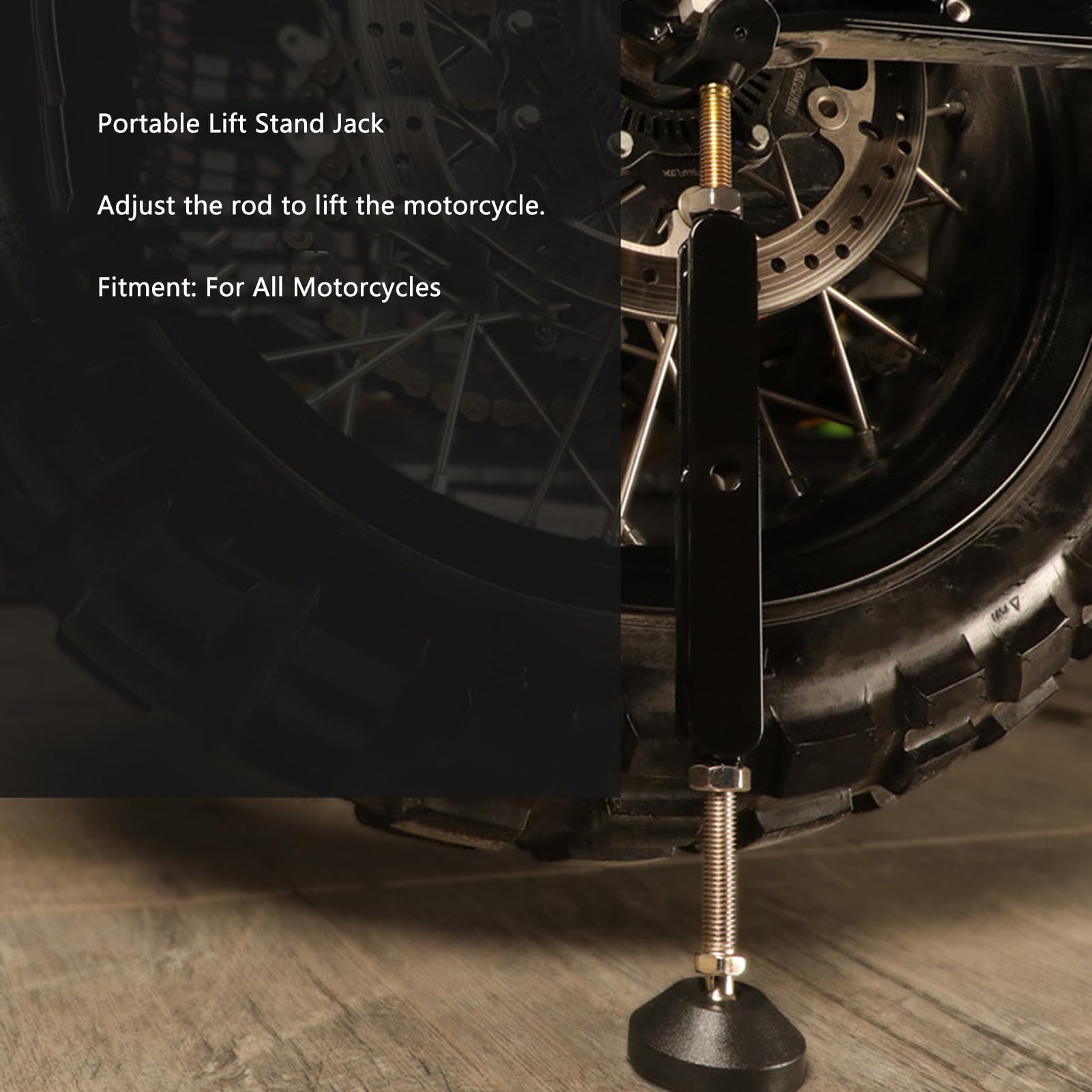 Tissting Hausseur Moto, Support de Levage Réglable Portable avec Courroie Sécurité et Surface Caoutchouc, Capacité 400kg, pour Entretien Nettoyage Chaîne Moto