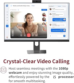 24 Full HD All-in-One Desktop Computer, CPU i5, 8GB RAM, 256GB SSD, 1920x1080 Display, Privacy Protection Webcam, WiFi 6 + BT 5.3, Win11 Home, Black (i5 CPU+256GB+8GB RAM)