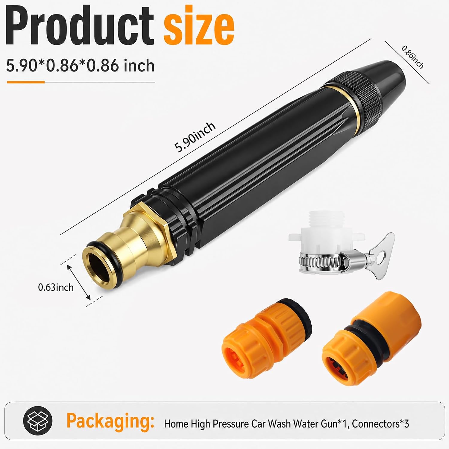 2026 Upgraded Home High Pressure Car Wash Water Gun,Adjustable High Pressure Water Cannon Nozzle Sprayer for Car Garden Driveway Washing,Portable Highs Pressures Hose Nozzle