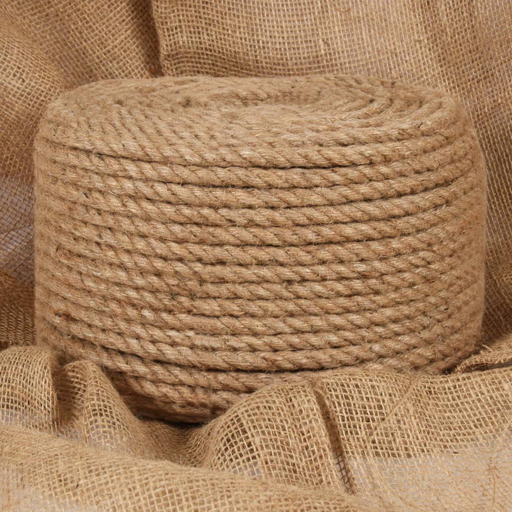 Cuerda de yute 100% de yute de 25 m de largo, diámetro de 14 mm, cuerda de cáñamo trenzada como cuerda para manualidades, embalaje, trenzas y para jardinería al aire libre