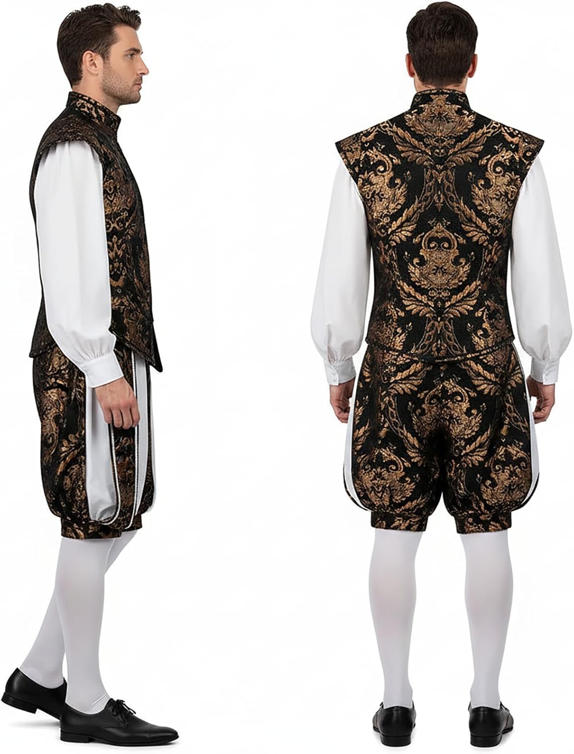 Renaissance Tudor Vest with Sleeve Mens Elizabethan Era Noble Brocade Doublet Jacket Halloween Ren Faire Costume