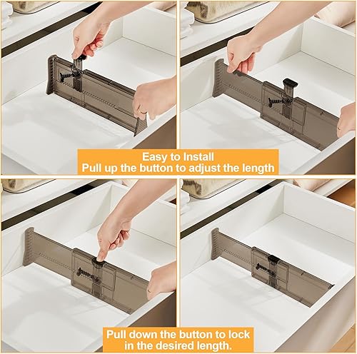 Miniatura 6 de Organizador de cajones, separadores de aparadores expandibles, separadores de cajones ajustables para ropa, utensilios de cocina, dormitorio,
