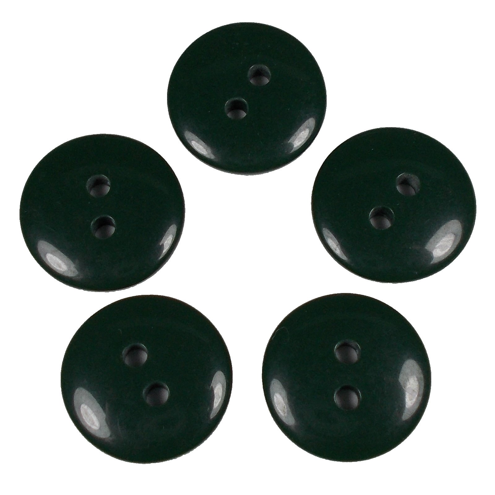 Push The Button Dark Green Smartie Buttons Polyester Round 2 Hole Pack Of 5 (18Mm, )