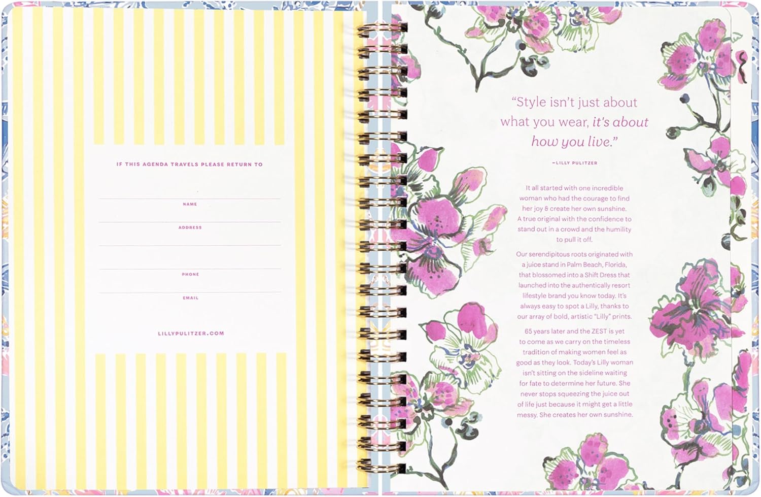 Lilly Pulitzer Jumbo Daily Planner August 2025 - December 2026, Weekly and Monthly Agenda with Stickers, Pockets, and Spiral Binding (Bluette Lil Barefoot Beachcomber)