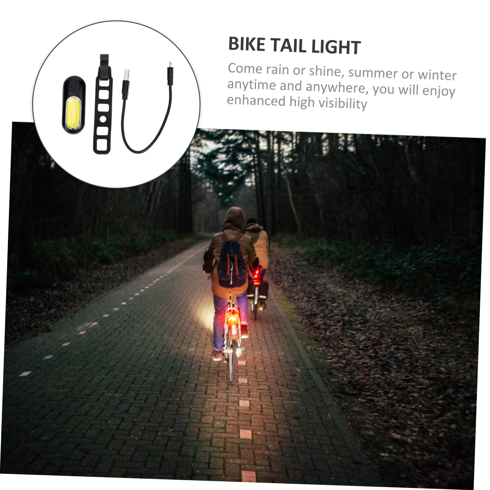 ibasenice Night Cycling Safety Light Led Bike Tail Lamp Rechargeable Rear Bike Light 5 Modes Abs Built Charging