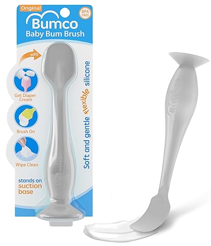 Bumco - Espátula de crema para pañales, aplicador de crema para pañales, pasta de glúteos sin BPA, aplicador de crema suave y flexible, espátula de