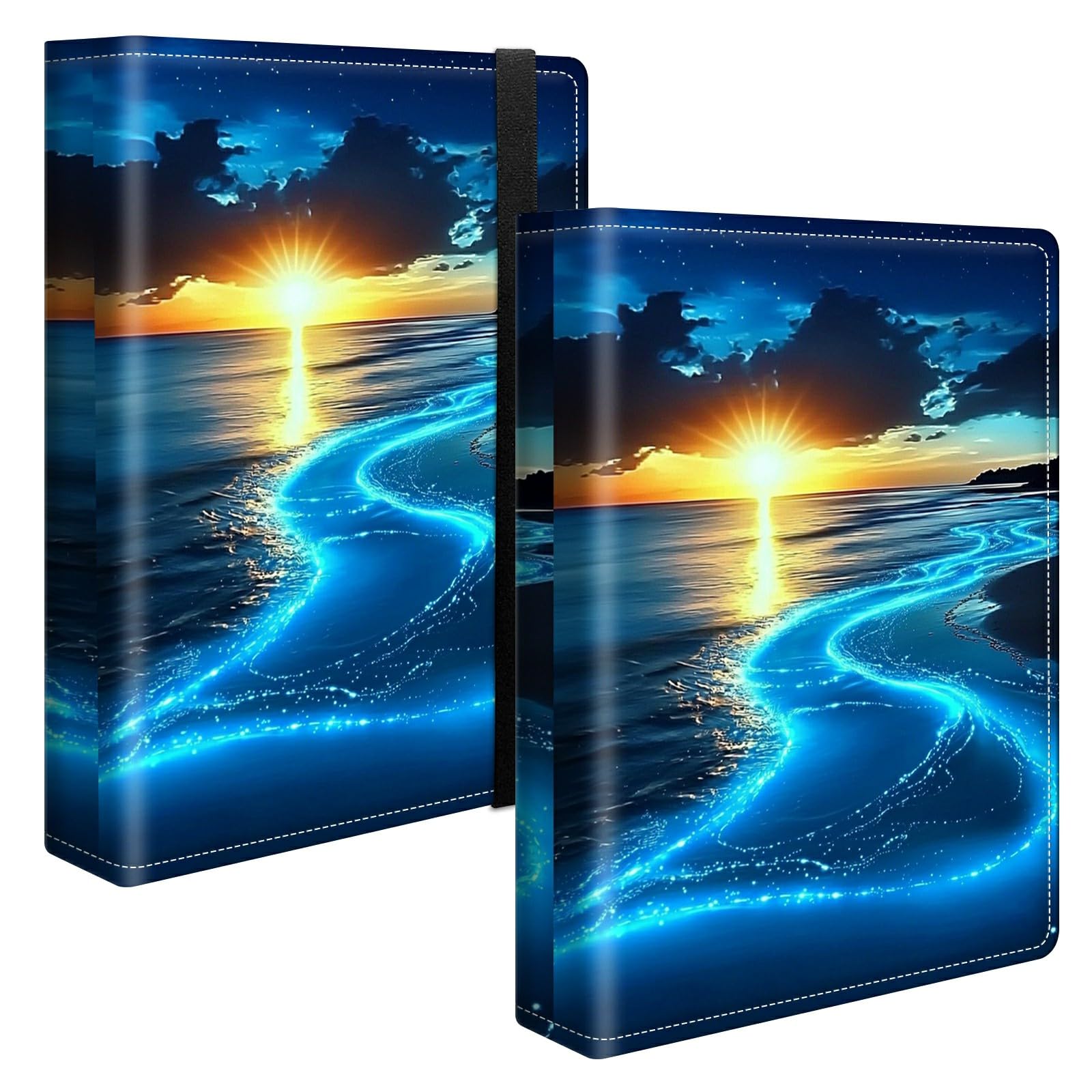 Photo Album 4x6 120 Pockets Photos with Strong Elastic Band, Small Mini Albums Sheet Protector Folder for Photos, Album for Family Wedding Women Men Baby Vacation Gift, Blue Beach
