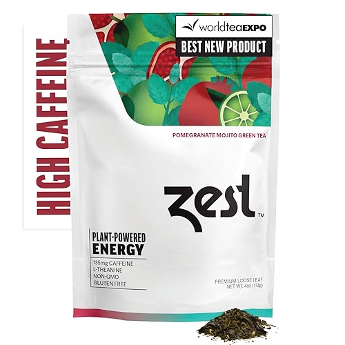 Zest Tea - Té caliente premium de energía, mezcla de alta cafeína natural y saludable sustituto del café negro tradicional, 150 mg de cafeína por