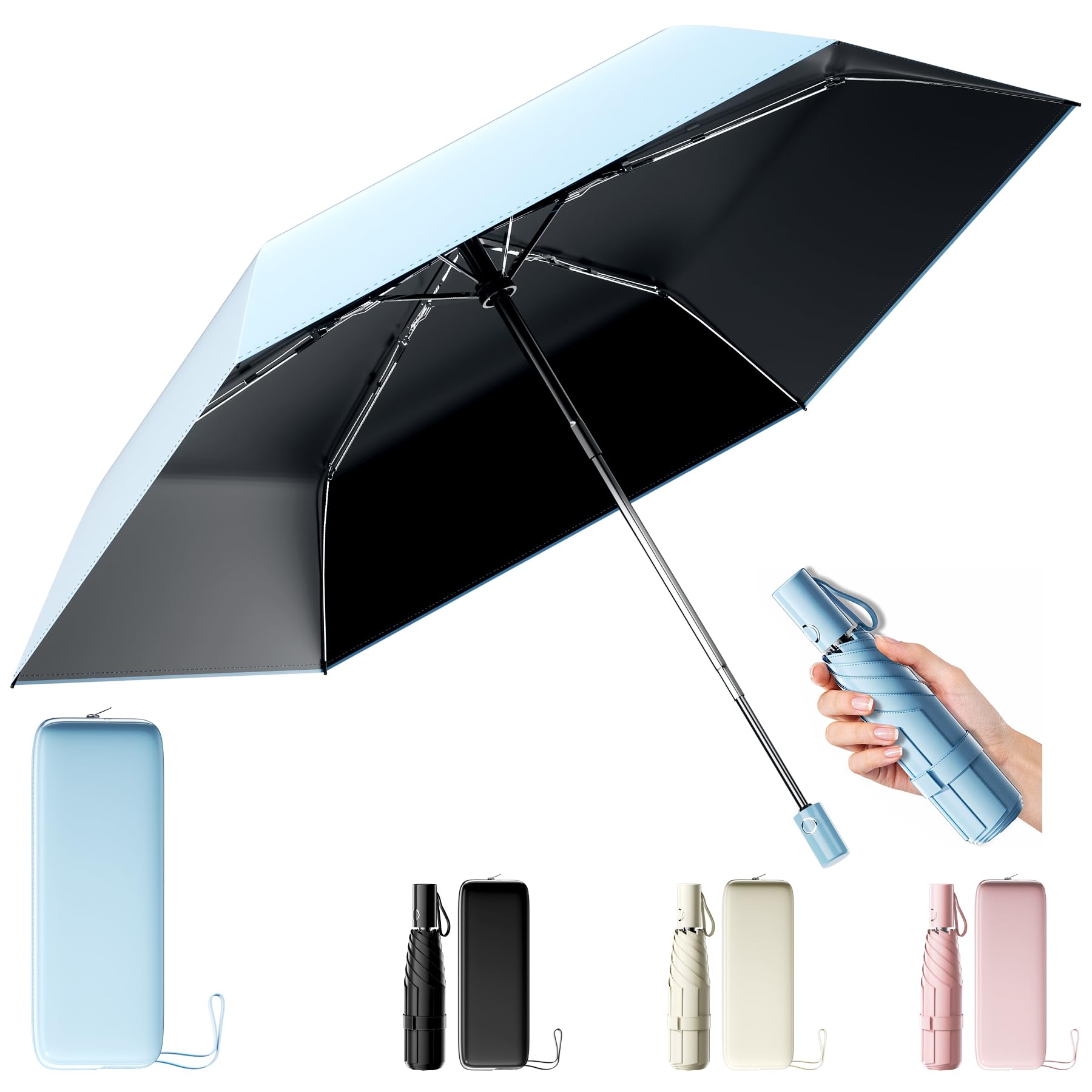 Moorrlii UPF 50+ Compact Travel Umbrella