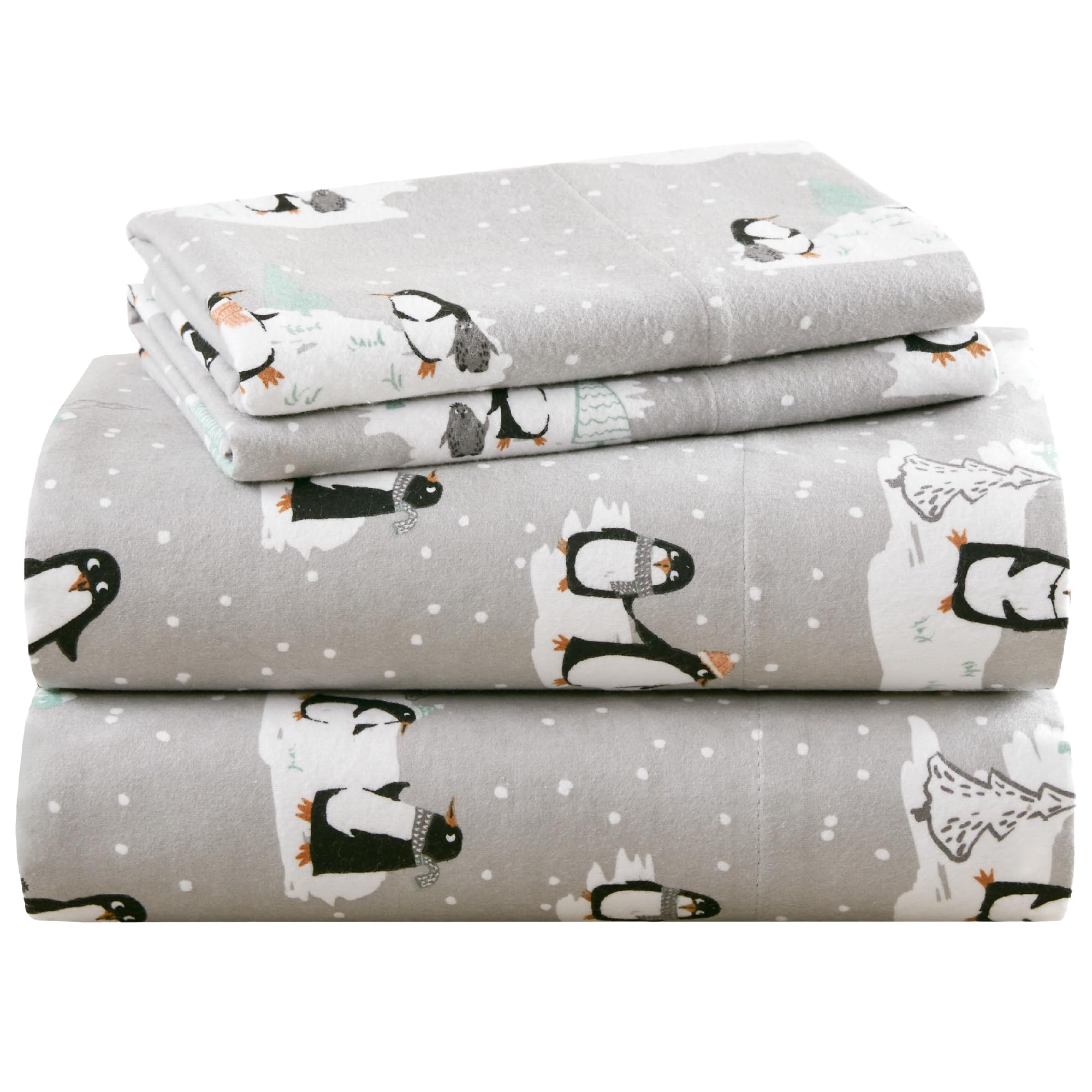 Draps chauds de Noël à motif pingouins pour illuminer votre chambre king size