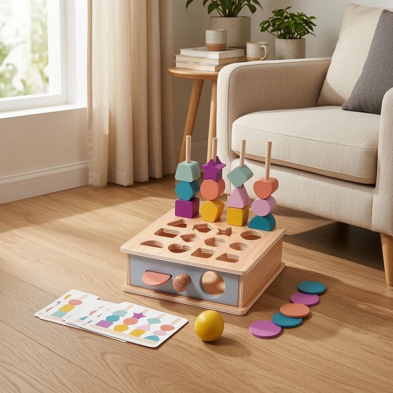 Gioco con Forme Geometriche e Lacci Esercita la Motricità Fine delle, Portatile, Pannello Sensoriale, per Sale Giochi, Bambini da 3 Anni in