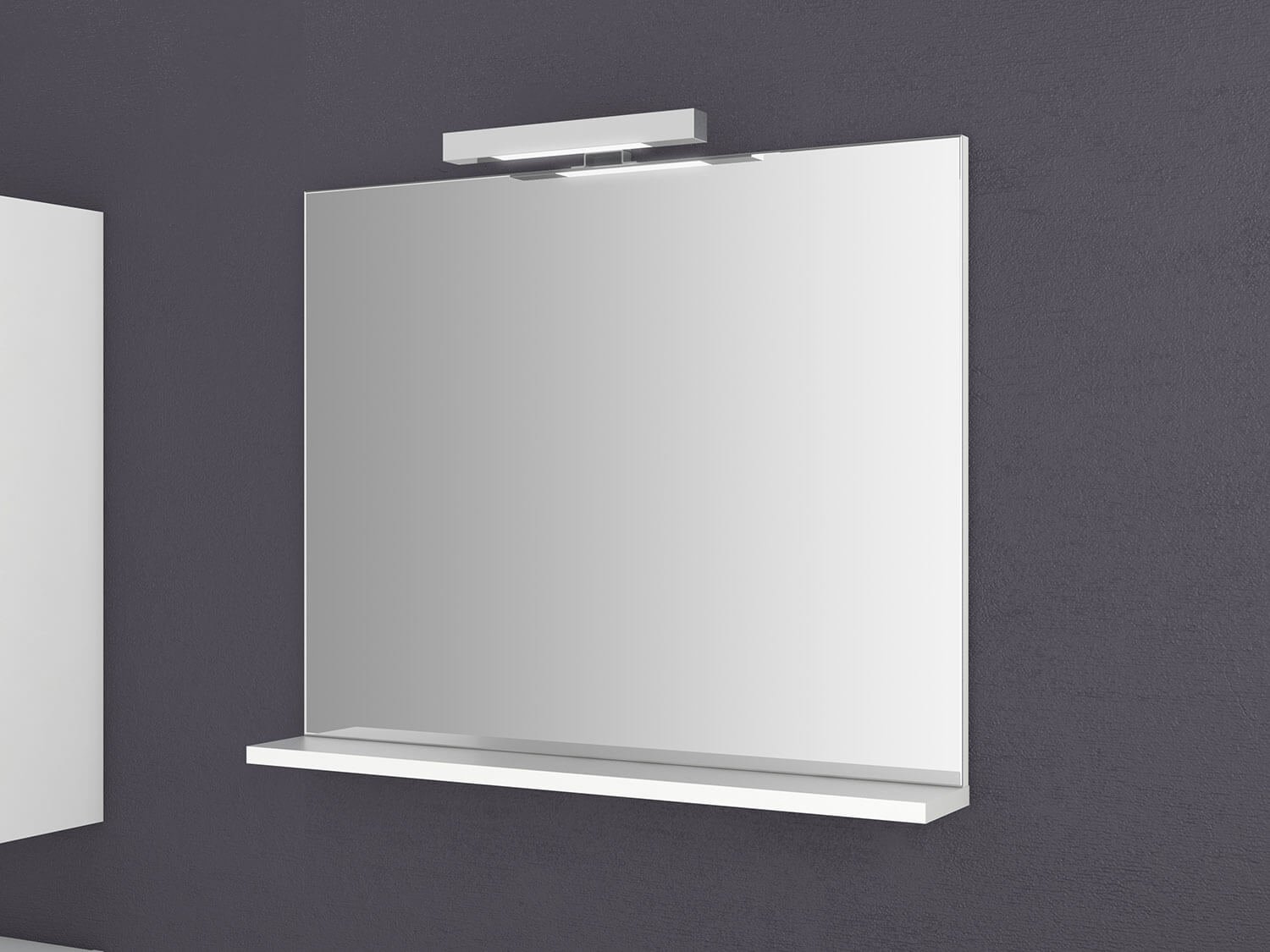 Sieper Espejo de baño Girona con iluminación y estante, color blanco frío, espejo de pared, ahorro de energía, 80 cm