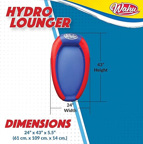 Miniatura 7 de Wahu Hydro Lounger - Flotador versátil para tomar el sol, tumbona inflable para playa y piscina con válvula de infladodesinflado, rojoazul