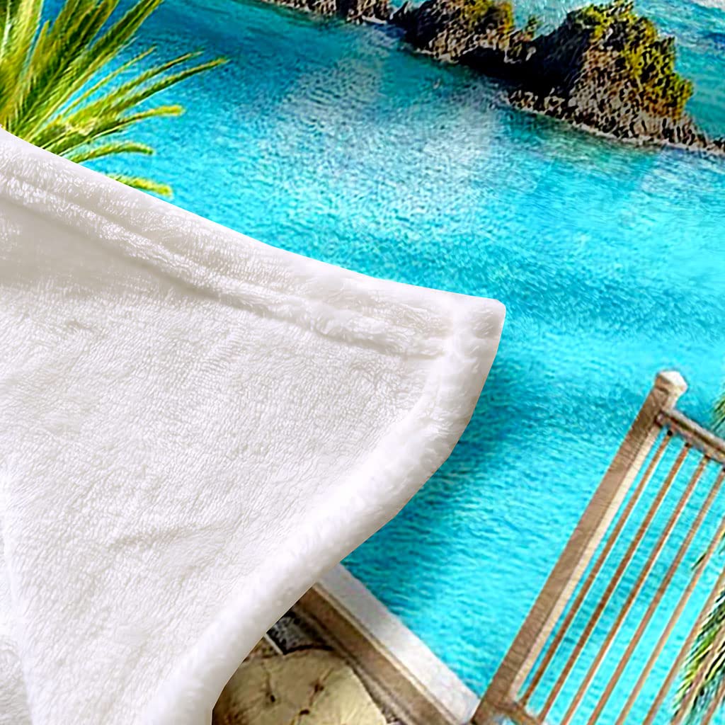 Mantas para Cama De Franela Invierno para Infantil Y Adulto 150X200Cm Manta Polar De Felpa De Microfibra Suave para Sofá, 3D Vista Al Lago Azul Patrón, Cálida Y Transpirable