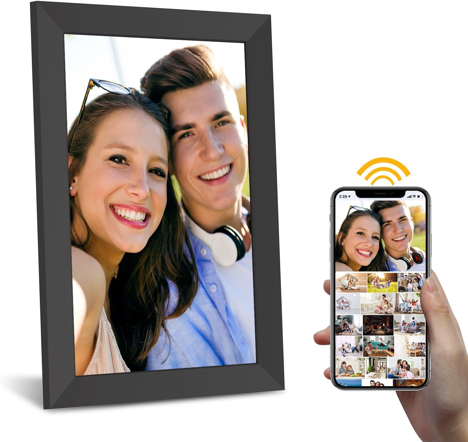 Tibuta 10.1 Inch Wifi Digital Photo Frame, 1280 * 800 IPS Touch Screen Digital Picture Frame 16gb Storage Share Photos Videos Via Uhale App Gift Friends