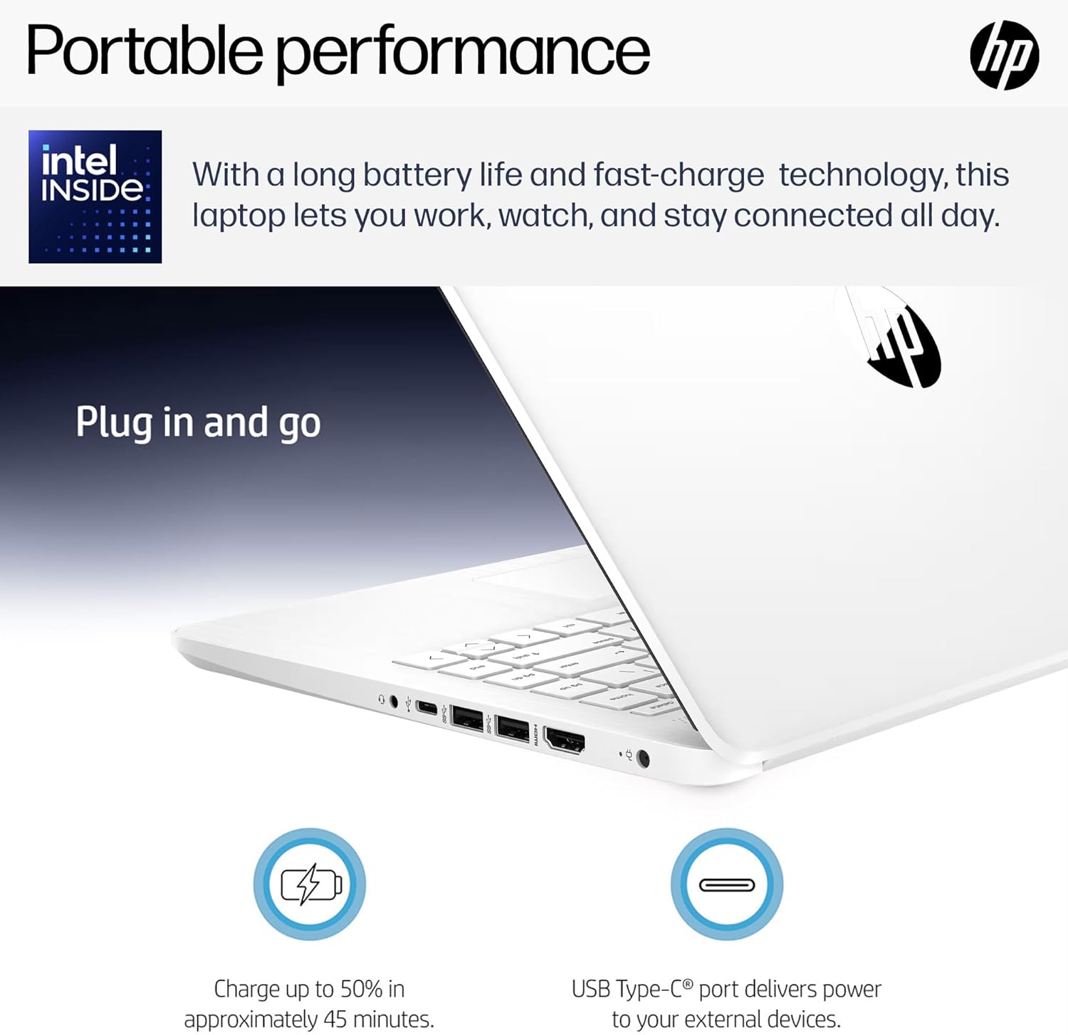 HP Flagship 14" Laptop Computer for 2026 Student Business, Win 11 Pro, Copilot AI, Intel CPU Up to 2.8GHz, 8GB RAM, 628GB Storage (128GB SSD+500GB Ext), Wi-Fi 6, HubxcelAccessory, MS Office, White