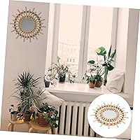 Vista 8 de DECHOUS Espejo de maquillaje de ratán, espejo de pared bohemio, espejo de pared rústico, espejo bohemio para colgar en la pared, espejos montados