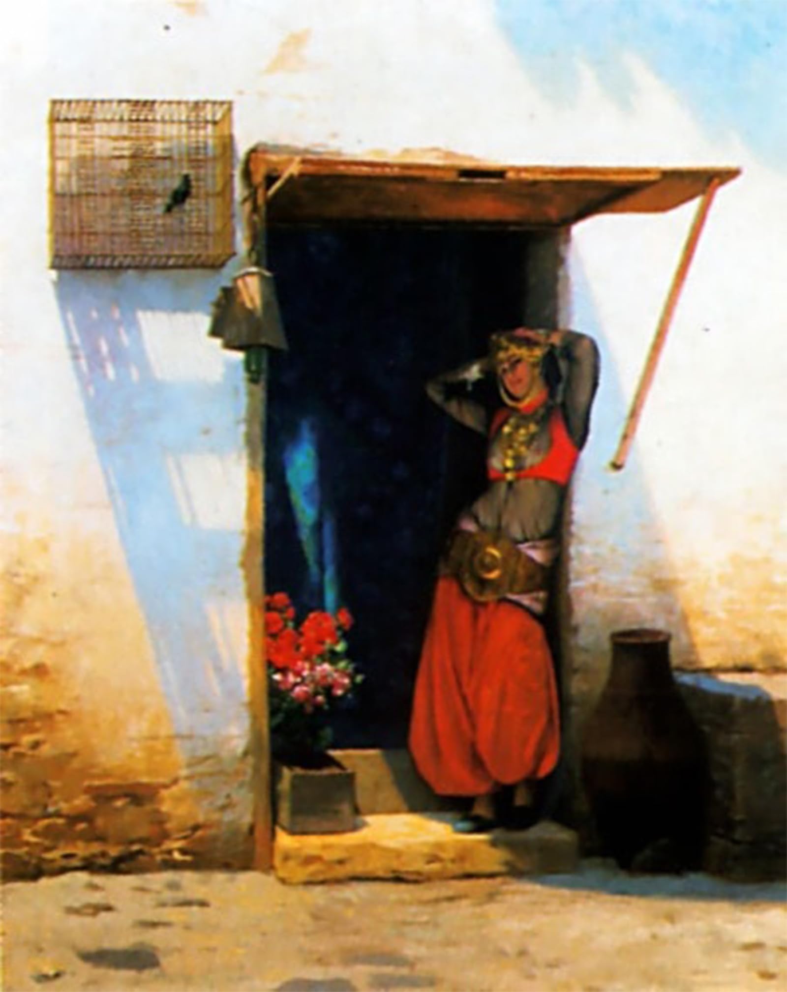 ARTXLXXBN Famous Painting Canvas Artwork Graffiti Print Woman of Cairo At Her Door Jean-léon Portrait Canvas Image for Home Decor 60x90cm
