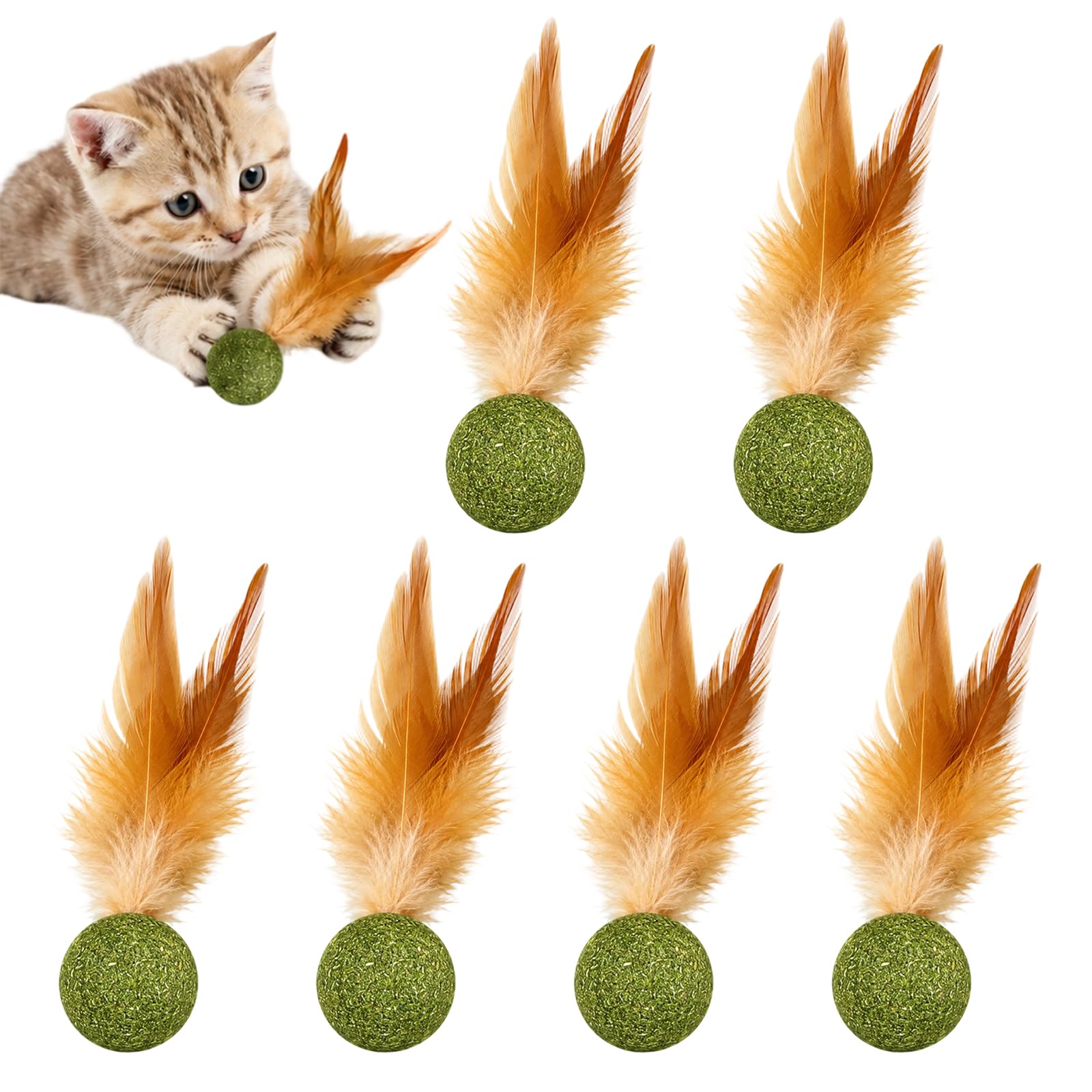 GUHIRALONA 6PCS Catnip Balls, Cat Nip Interactive Play Balls, Indoor Entertainment Ornament for Daily Cat Daily Activity And Indoor Amusement