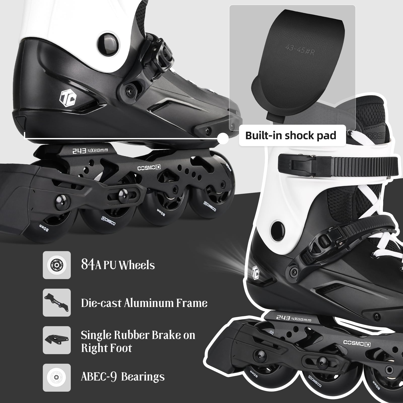 Patines en línea para Mujeres y Hombres, Patines de Ruedas para Adultos, Patines Profesionales de Fitness Unisex