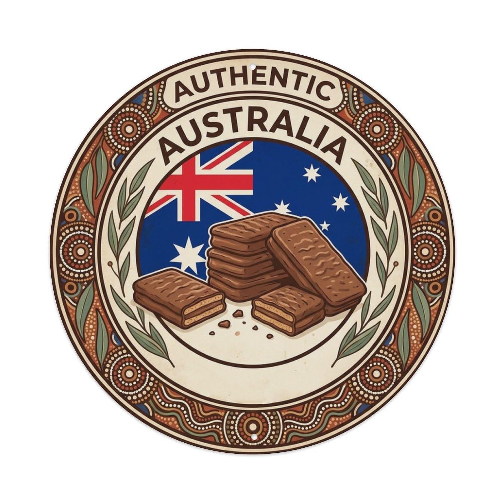 Olhnbad Style Australia Travel Chocolate Biscuit Dessert Cuisine Metal Tin Sign
