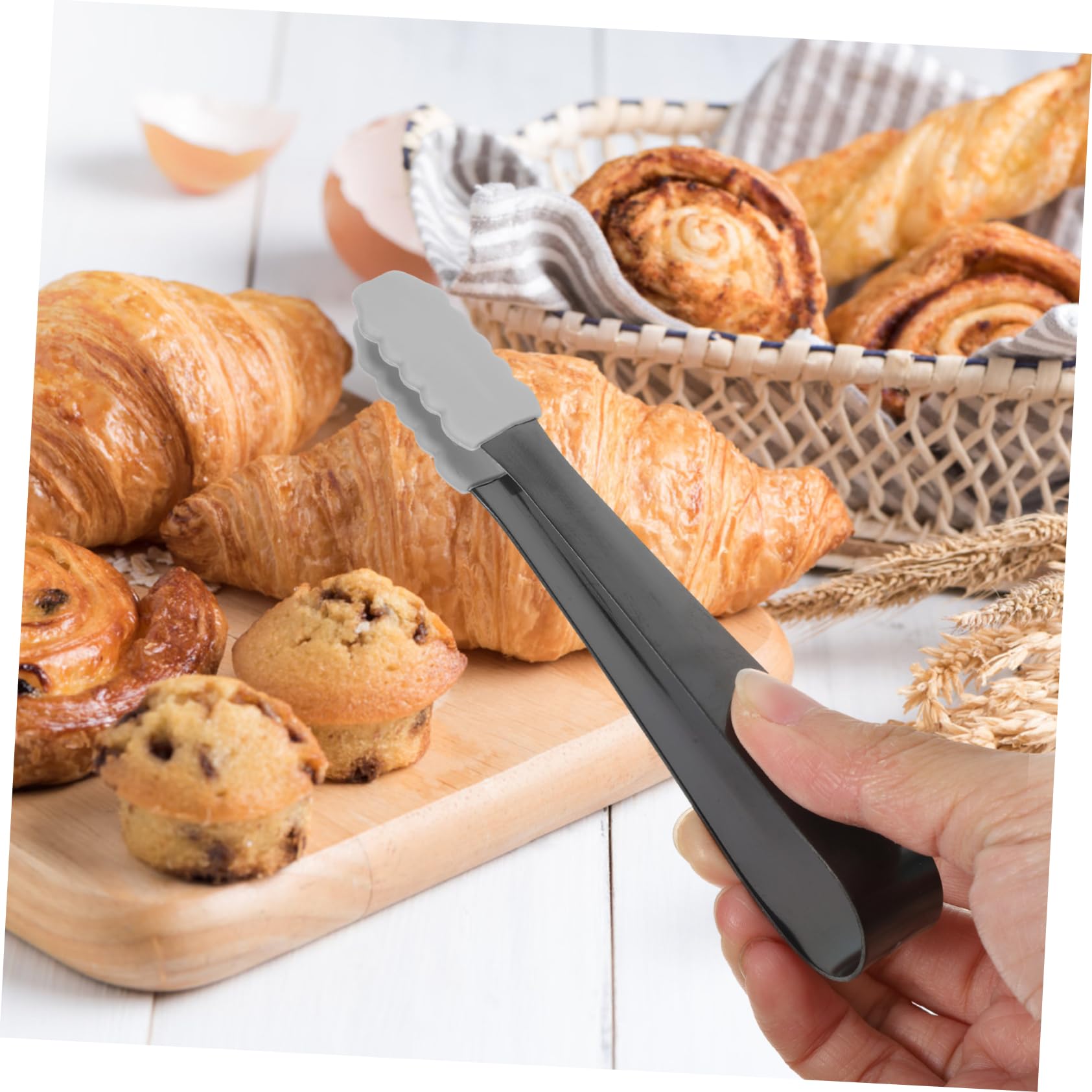 BRIGHTFUFU Stainless Ice Tongs Silicon Clips Multi-function Mini Tongs for Sugar Cubes Ice Cubes Kitchen Tool for Parties