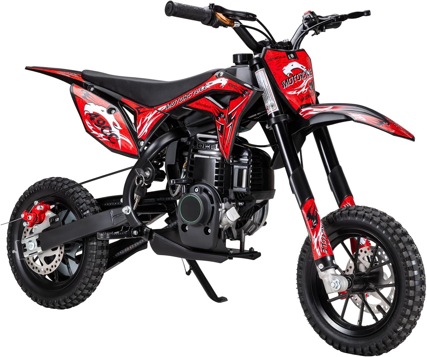 YOXIER Gas Powered Mini Bike 50cc, Kids Dirt Bike & Pocket Motorcycle for Boys and Girls, 4-Stroke Off-Road Pit Bikes with Shock Absorption, Up to 25MPH Small Dirt Bikes Red