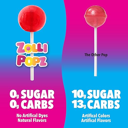 Miniatura 4 de Zolli KETO Pops - Caramelos de paletas sin azúcar, vegano, sin gluten, apto para diabéticos, bolsa resellable de 4 onzas
