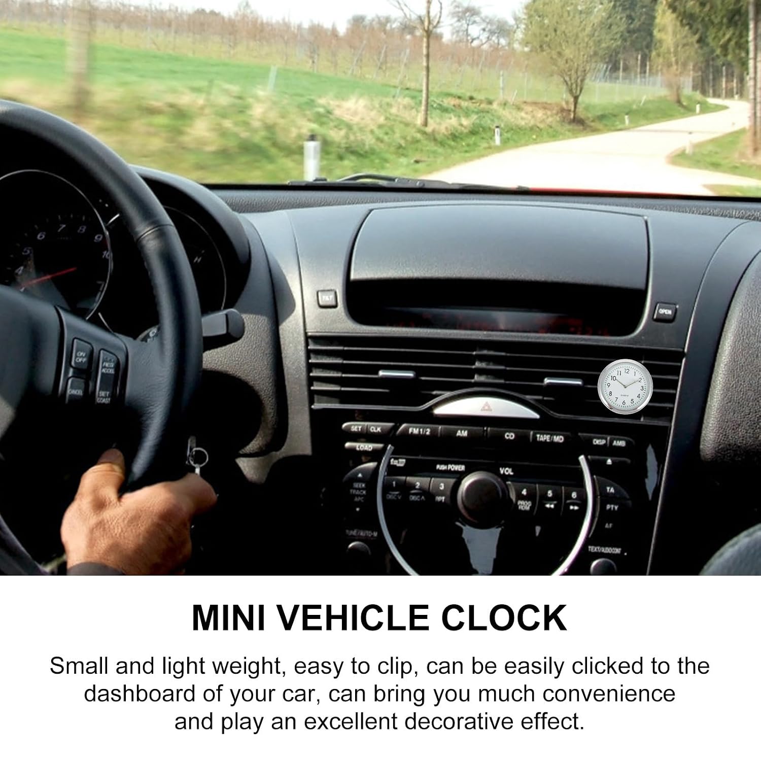 Car Dashboard Clock Mini Digital Vehicle Adhesive Auto Clock White Night Light for Car Interior Travel Use