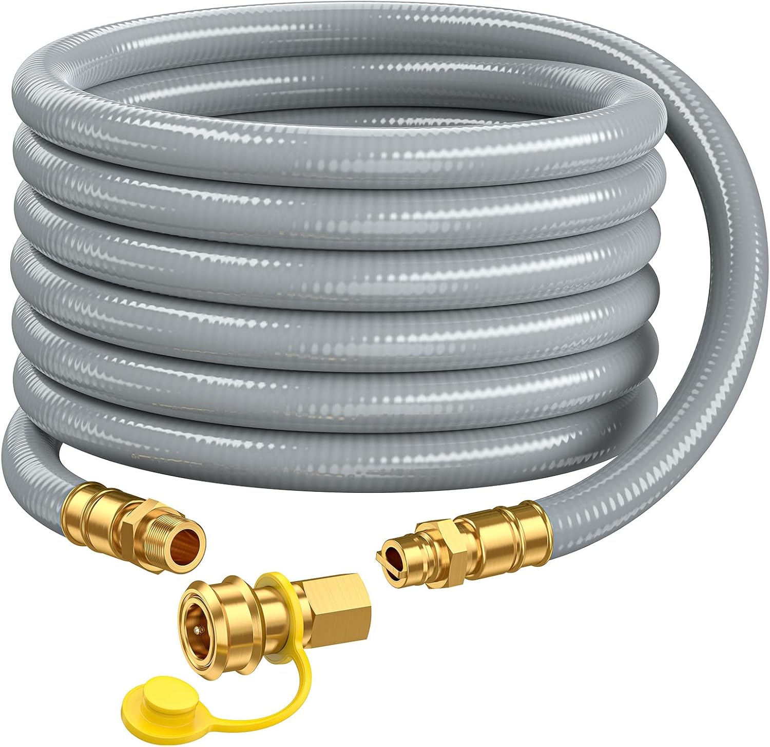15FT 3/4" ID Natural Gas Hose with Quick Connect & Disconnect Fittings, CSA Certified Heavy Duty Gas Line for NG/LP Propane, Compatible with Grill, Generator, Patio Heater, Pizza Oven