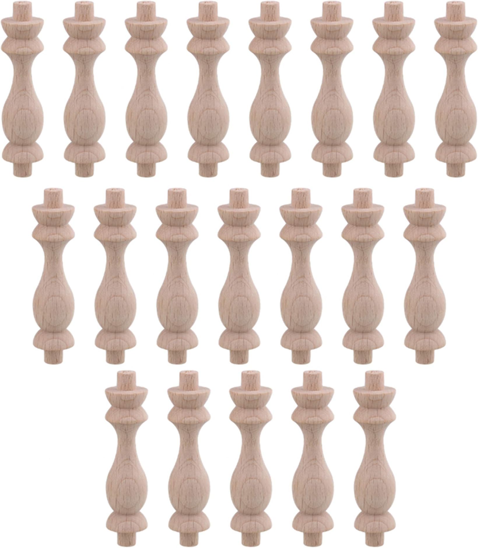 Mxfans 20pcs Decorative Wood Spindles Unfinished Wood Craft Spindles H-83