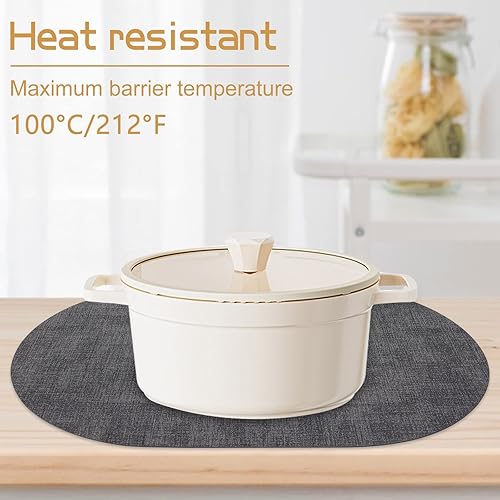 Miniatura 4 de Juego de 6 manteles individuales para interiores y exteriores, de cuero, lavables, para comedor, cocina, niños, color azul oscuro