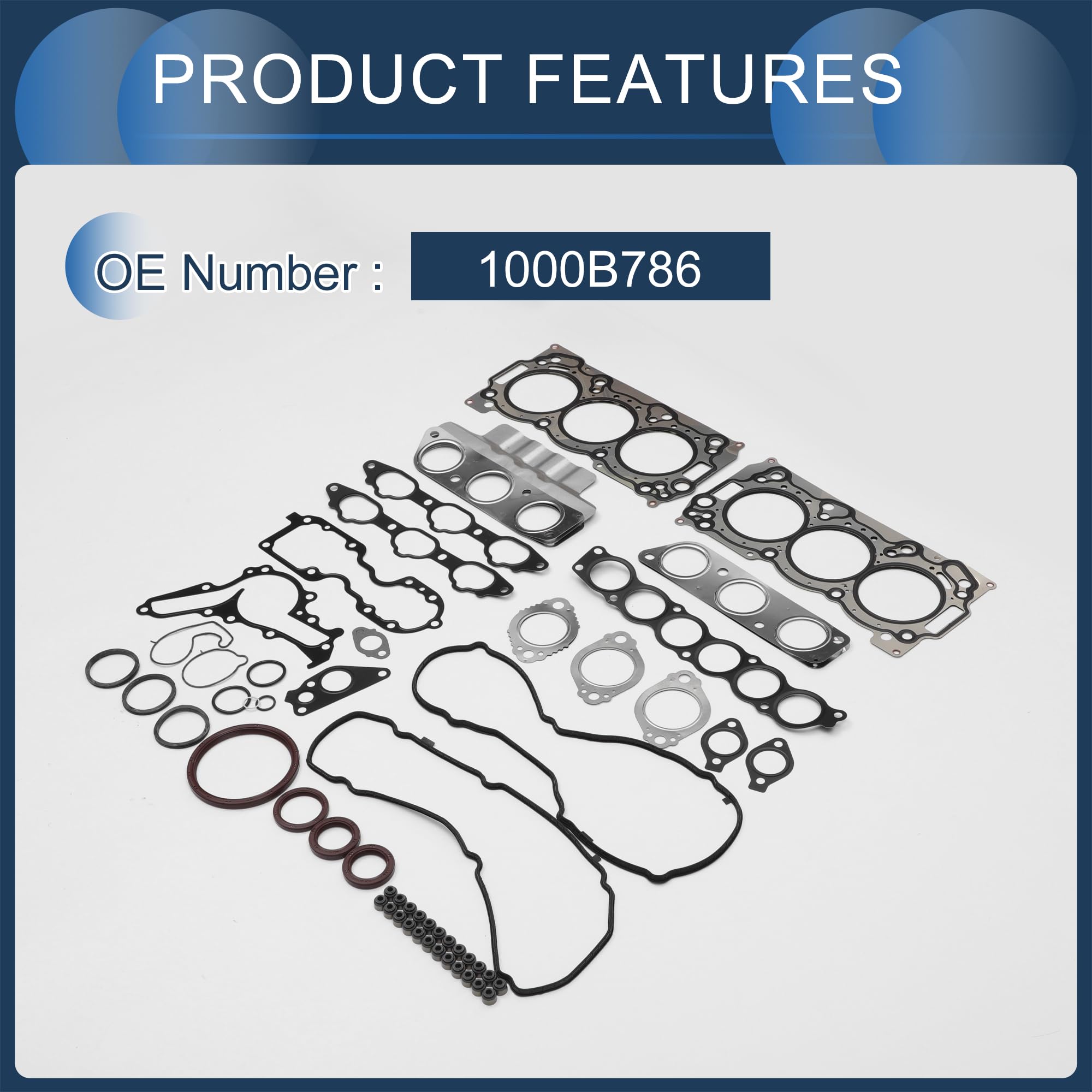 Kit De Juntas De Culata No.1000B786 para Mitsubishi 6B31 | 1 Set, Goma Metal, Resistencia A Altas Temperaturas, Rendimiento Estable, Fácil Instalación, Juego De Juntas De Válvula