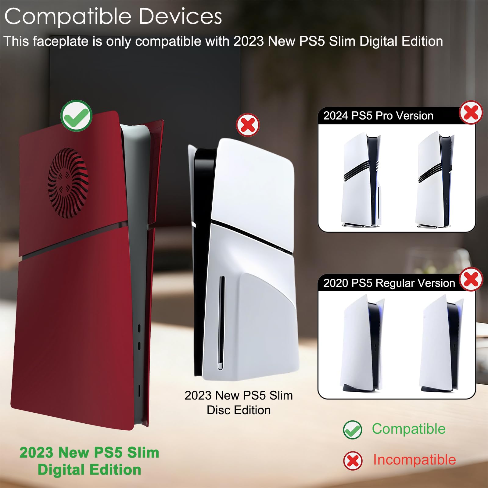 Mascherina antiurto per PS5 Slim Digital Edition, cover di ricambio in ABS rigido opaco con prese d'aria di raffreddamento, pannelli a scatto antipolvere e antigraffio (per console digitale