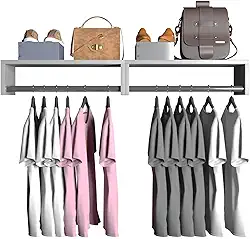 ARTMOVELAR - Cabideiro com Tampo e Lateral de Ferro - Kit com 1 Tampo e 1 Tubo para Cabideiro de Parede - Cabide em Madeira MDF, Organizadores de Roupas para Parede e Guarda-Roupas - Branco, 60x25x12