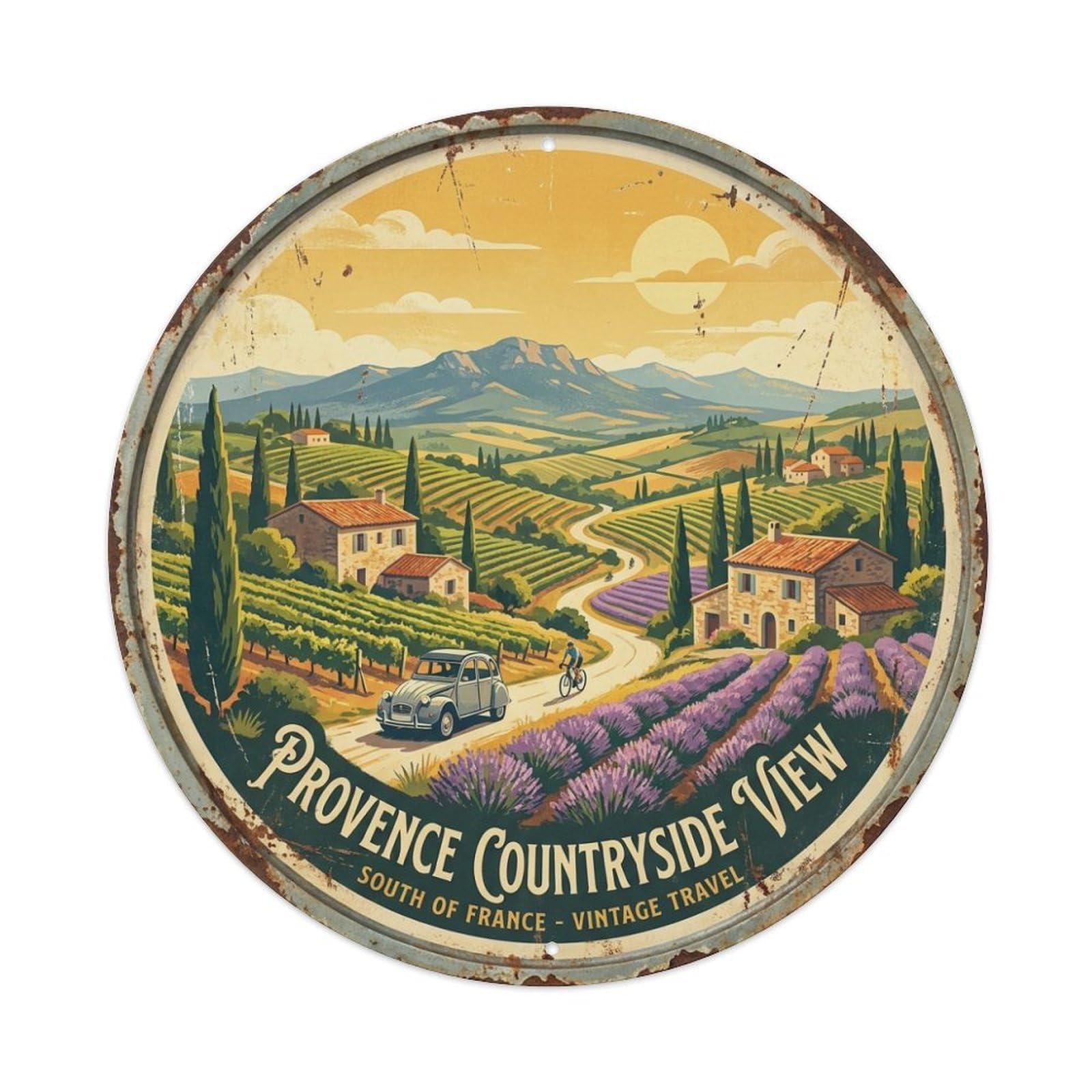 Countryside View France Provence Nature Travel Metal Tin Sign