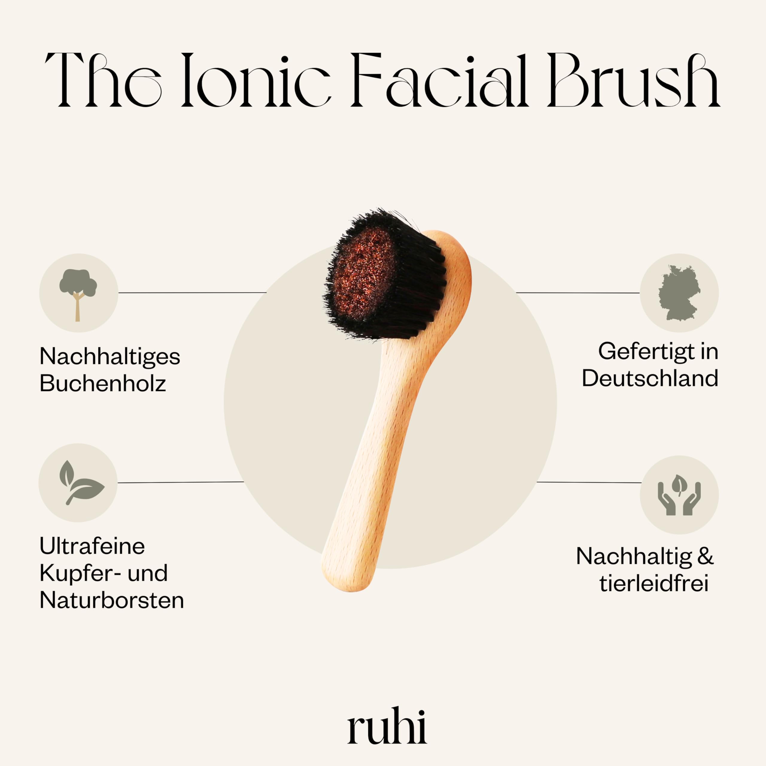 ruhi Brosse monastique pour le visage / brosse en cuivre / brosse pour le visage en cuivre, poils naturels et sans plastique pour brossage à sec / brosse de massage / brosse exfoliante fabriquée en