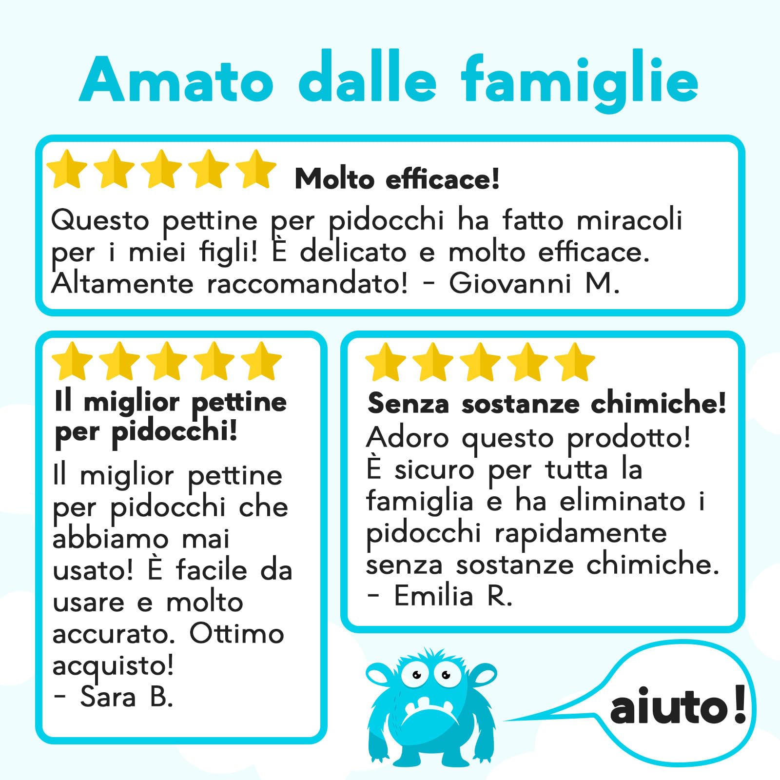 Pettinino Pidocchi Bambini 3 Pezzi - Pettine Pidocchi e Lendini con Lente | Denti ultra-fini in acciaio per rimuovere pidocchi e lendini. Lente integrata. Delicato sui bambini, bagnato o asciutto.